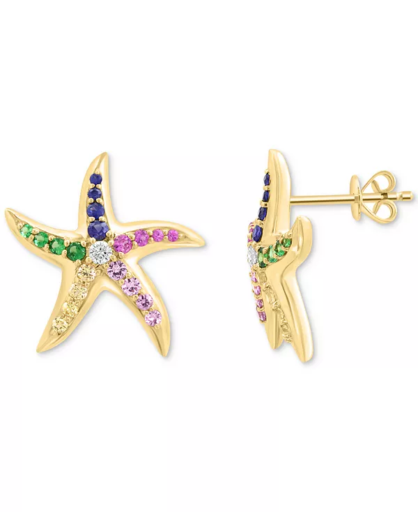 Серьги-Гвоздики Effy в форме морской звезды с драгоценными камнями (5/8 карата) и бриллиантами (1/10 карата) из 14-каратного золота Effy Collection, gold
Серьги-Гвоздики Effy в форме морской звезды с драгоценными камнями (5/8 карата) и бриллиантами (1/10 карата) из 14-каратного золота Effy Collection, gold