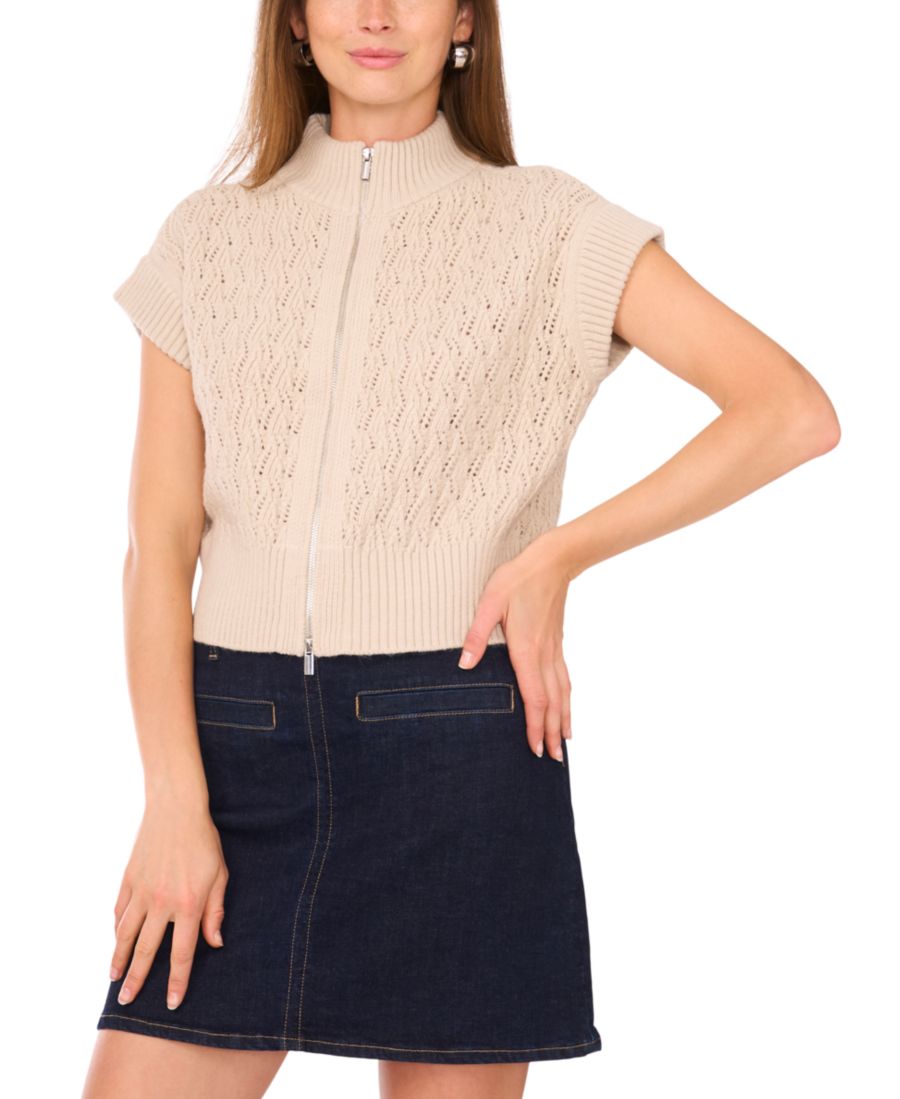 Женский свитер с ажурным воротником-стойкой и застежкой-молнией спереди Vince Camuto, Sugar Oak
Женский свитер с ажурным воротником-стойкой и застежкой-молнией спереди Vince Camuto, Sugar Oak