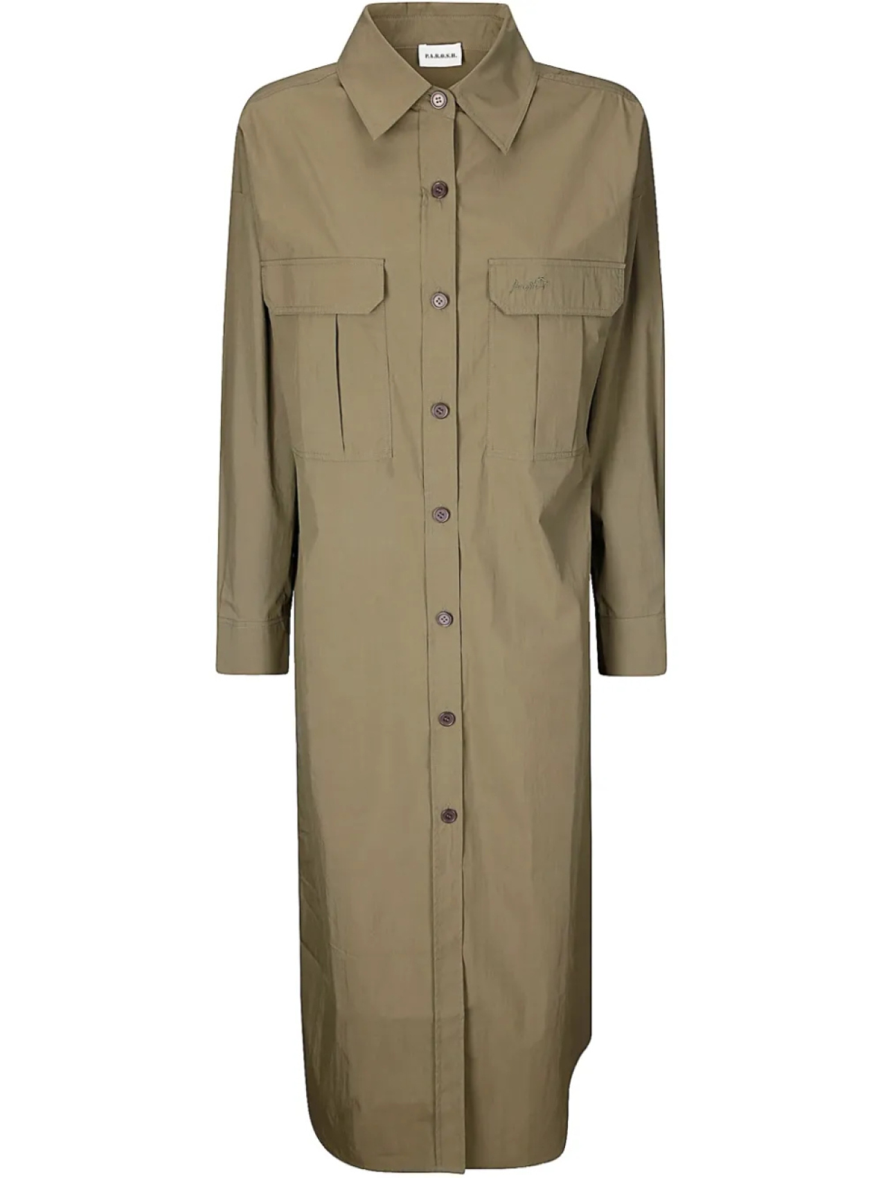 Платье-рубашка PAROSH на пуговицах P.A.R.O.S.H., зеленый
Платье-рубашка PAROSH на пуговицах P.A.R.O.S.H., зеленый