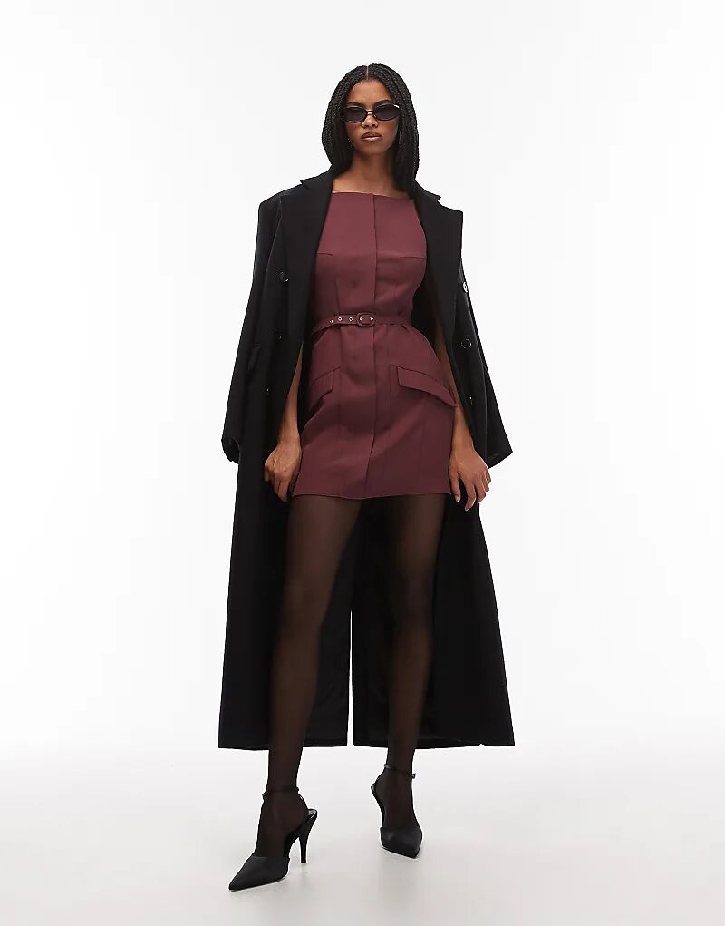 Мини-платье ASOS DESIGN с поясом и вырезом-лодочкой цвета шелковицы
Мини-платье ASOS DESIGN с поясом и вырезом-лодочкой цвета шелковицы