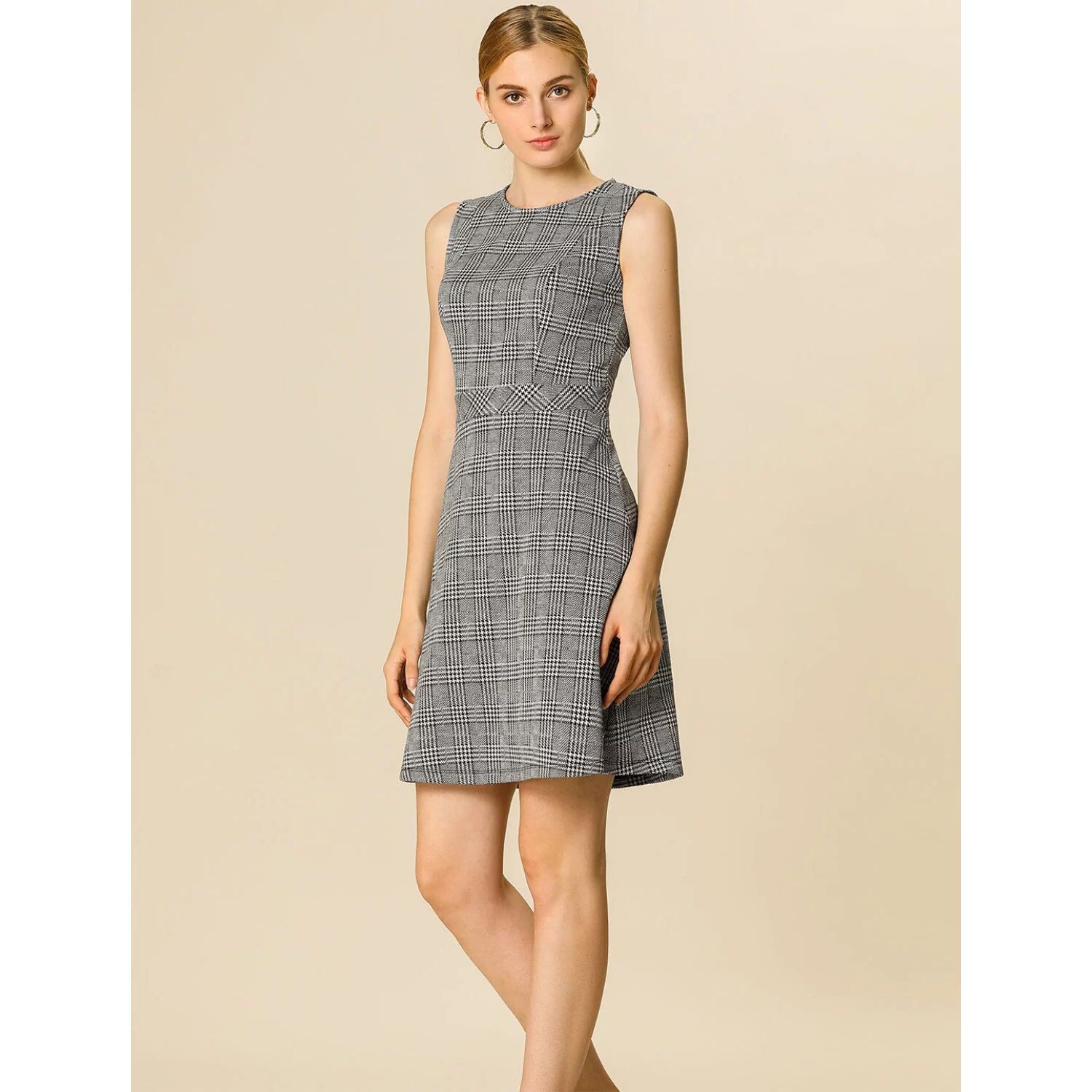 Женское платье в клетку с узором «гусиные лапки» выше колена без рукавов и расклешенное платье ALLEGRA K, темно-синий
Женское платье в клетку с узором «гусиные лапки» выше колена без рукавов и расклешенное платье ALLEGRA K, темно-синий