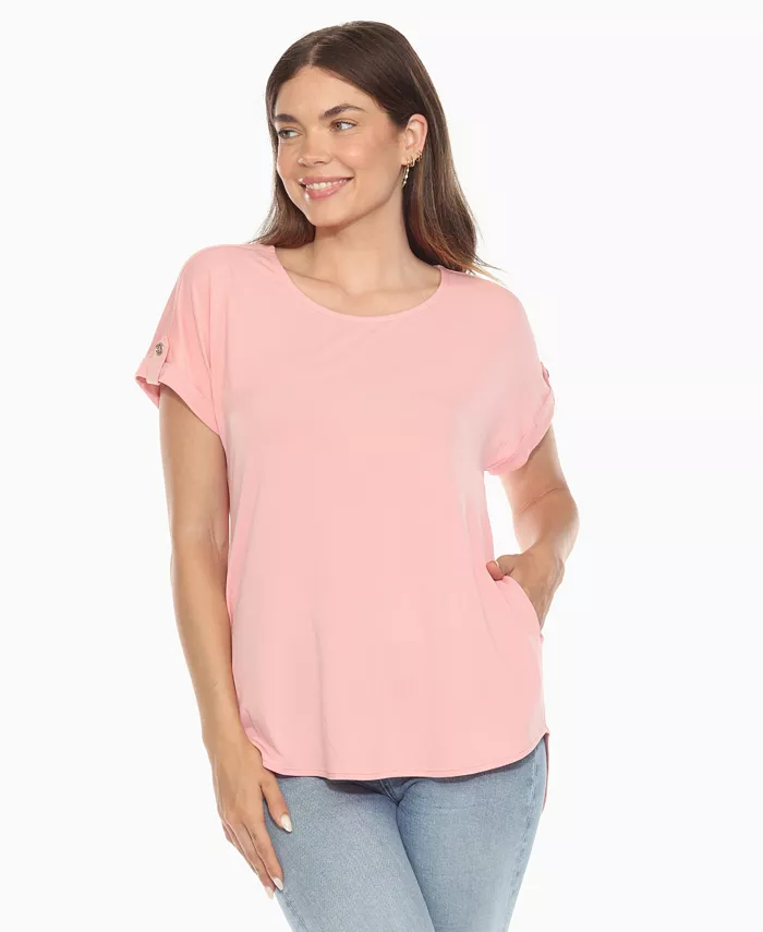 Женский однотонный топ с короткими рукавами и складками White Mark, розовый
Женский однотонный топ с короткими рукавами и складками White Mark, розовый