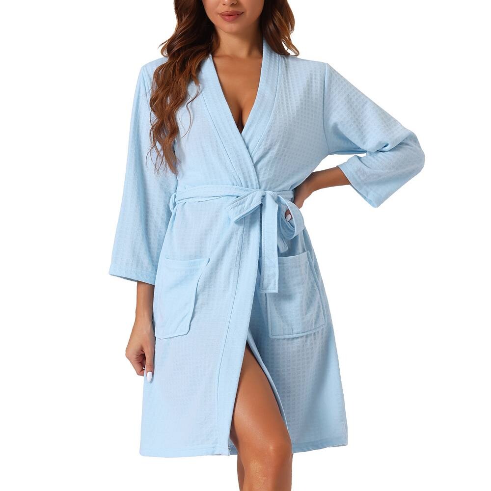 Женский вафельный халат, мягкое кимоно для спа и банные халаты средней длины Cheibear, цвет Sky Blue
Женский вафельный халат, мягкое кимоно для спа и банные халаты средней длины Cheibear, цвет Sky Blue