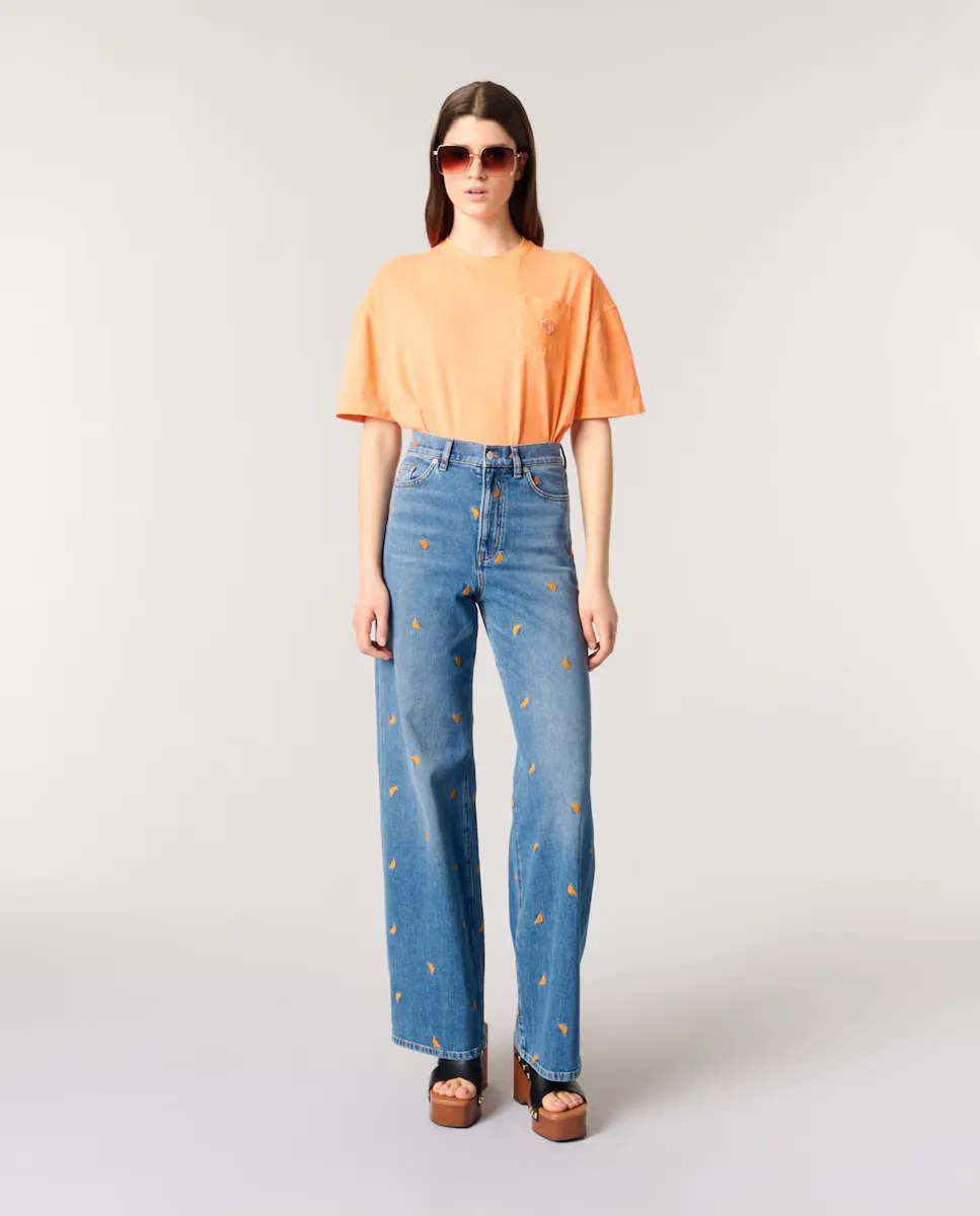 Женские прямые джинсы с вышивкой Maje, синий 
Женские прямые джинсы с вышивкой Maje, синий