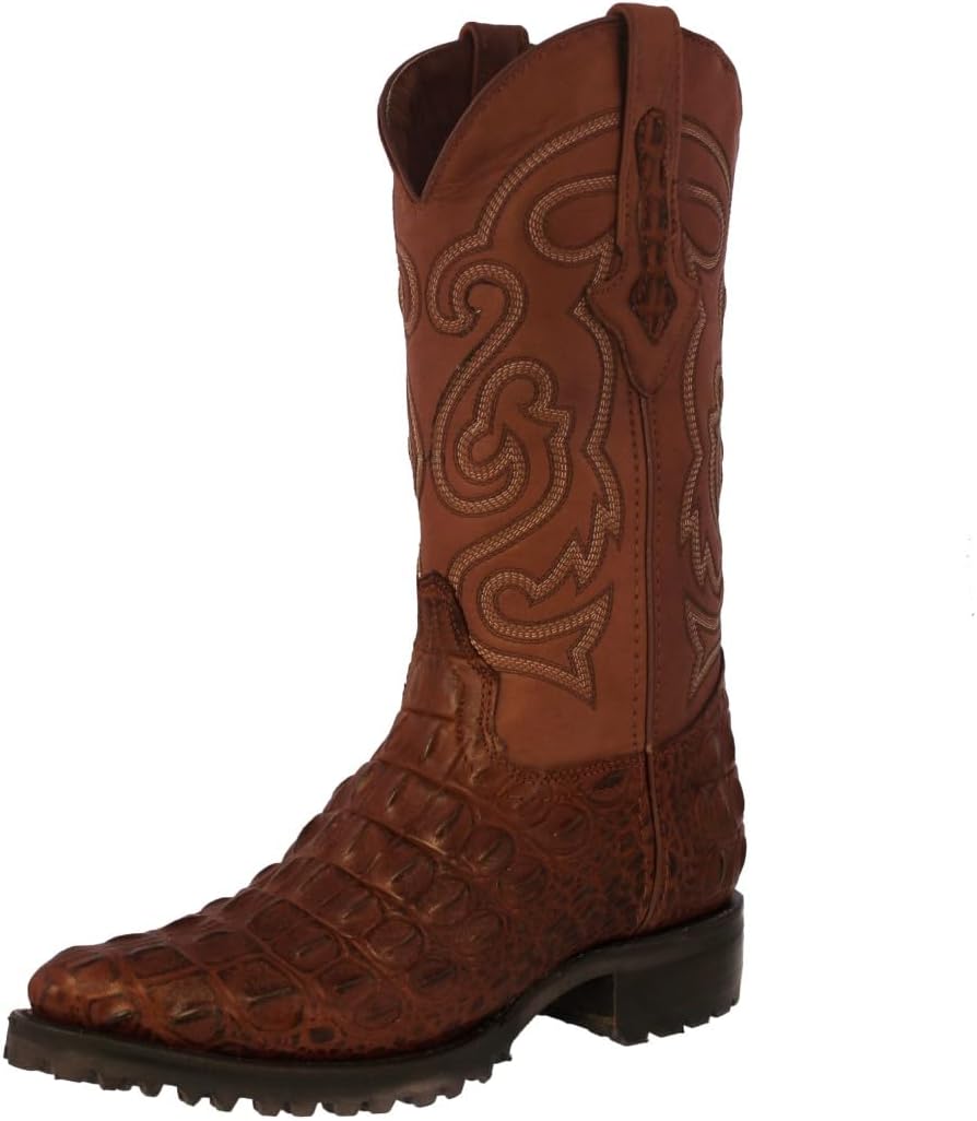 Мужские профессиональные байкерские ботинки из коньячной кожи с тиснением под крокодила на задней части, модель J Toe Cowboy Professional, Cognac
Мужские профессиональные байкерские ботинки из коньячной кожи с тиснением под крокодила на задней части, модель J Toe Cowboy Professional, Cognac