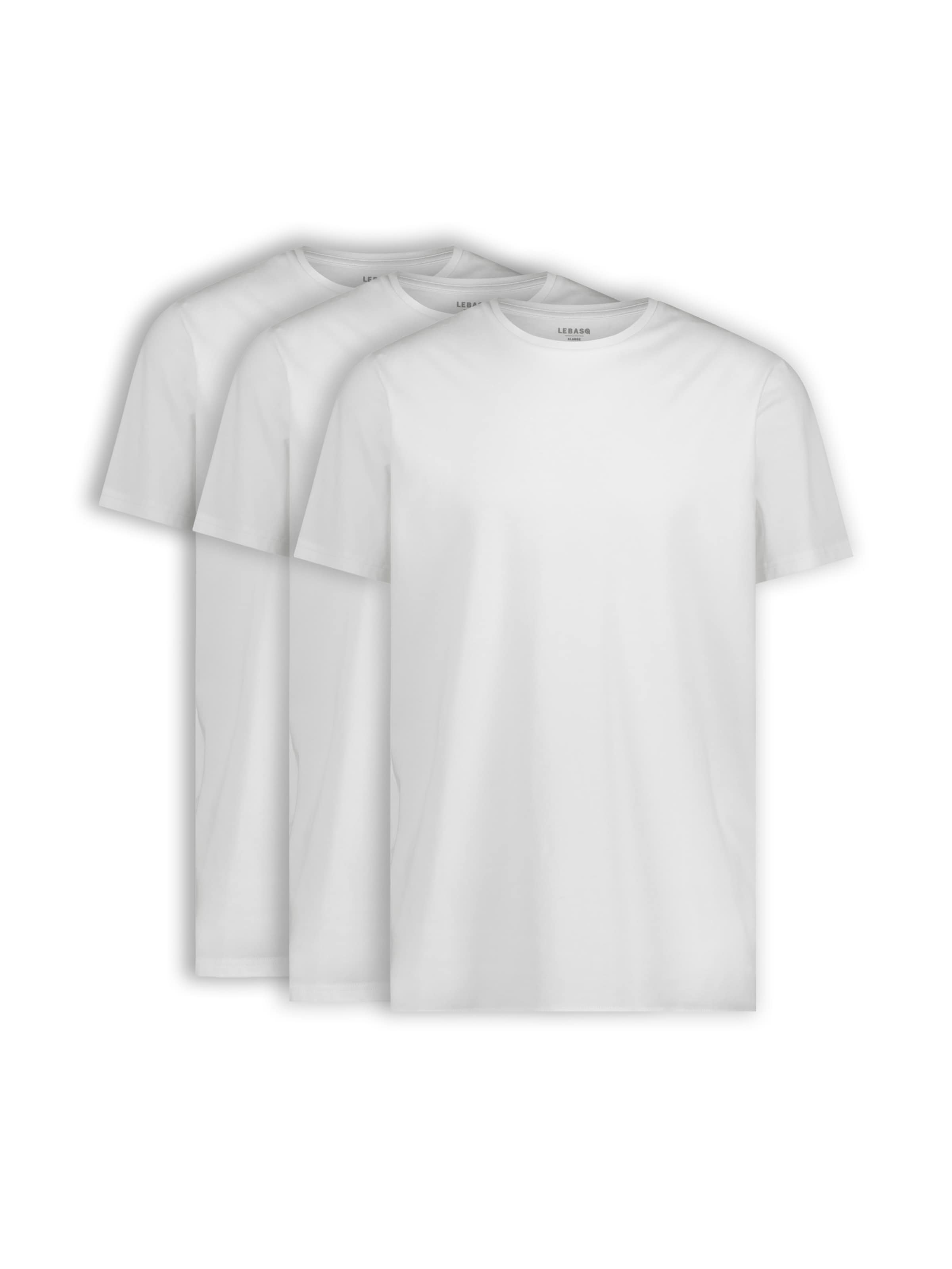 LEBASQ Футболка 'John's Crew White 3 Pack' в белом цвете, классический крой
LEBASQ Футболка 'John's Crew White 3 Pack' в белом цвете, классический крой