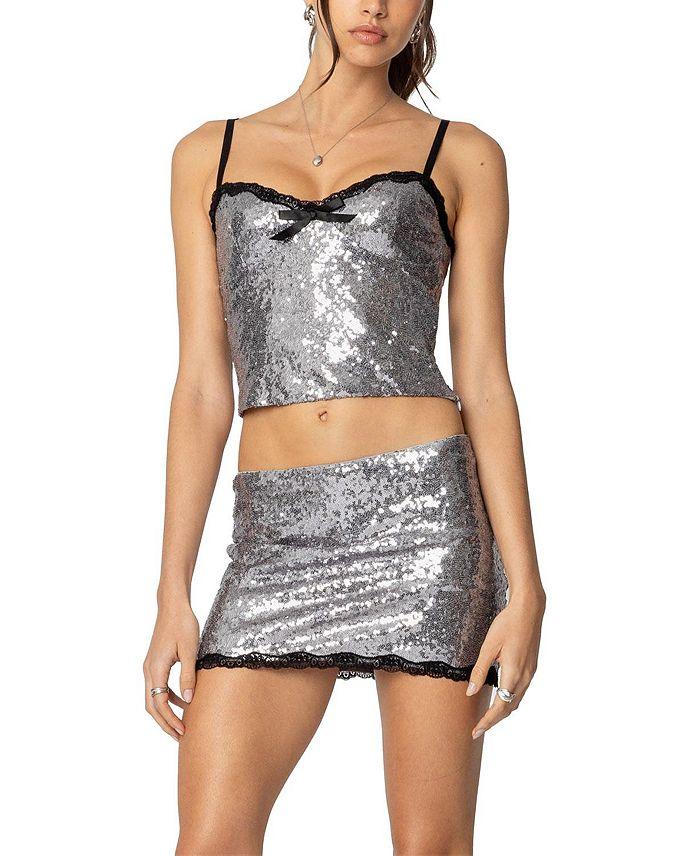 Топ Revel с кружевной отделкой и пайетками Edikted, серебряный
Топ Revel с кружевной отделкой и пайетками Edikted, серебряный