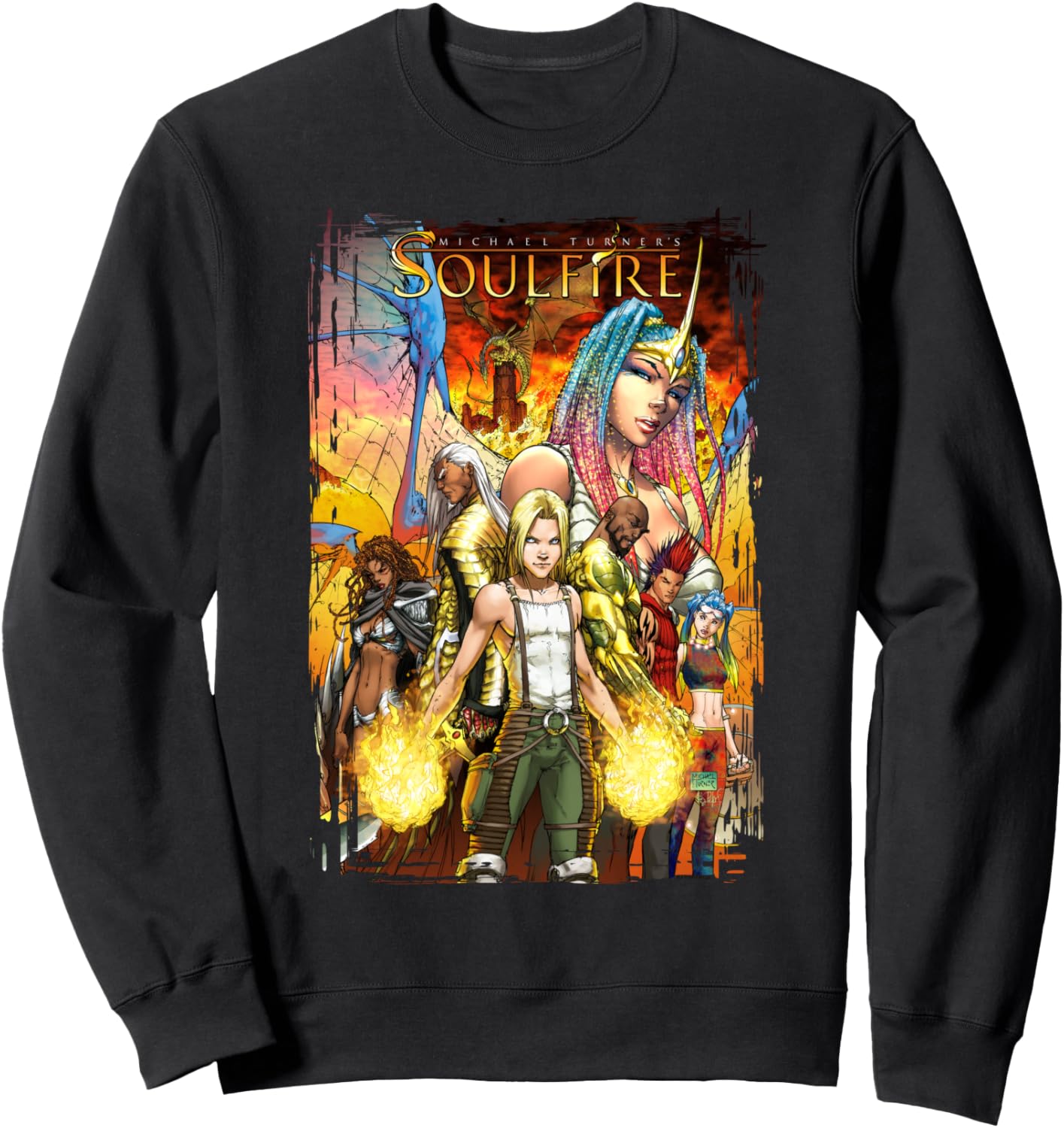 Толстовка с изображением постера персонажей Soulfire от Майкла Тернера Aspen Comics, черный
Толстовка с изображением постера персонажей Soulfire от Майкла Тернера Aspen Comics, черный