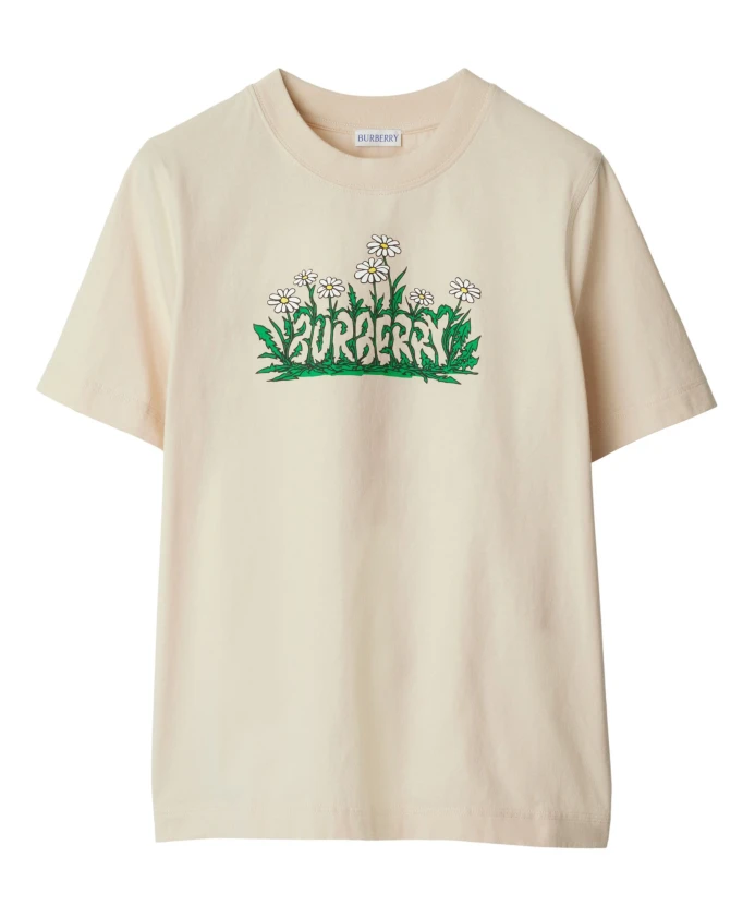 Хлопковая футболка с логотипом Daisy Burberry, бежевый 
Хлопковая футболка с логотипом Daisy Burberry, бежевый