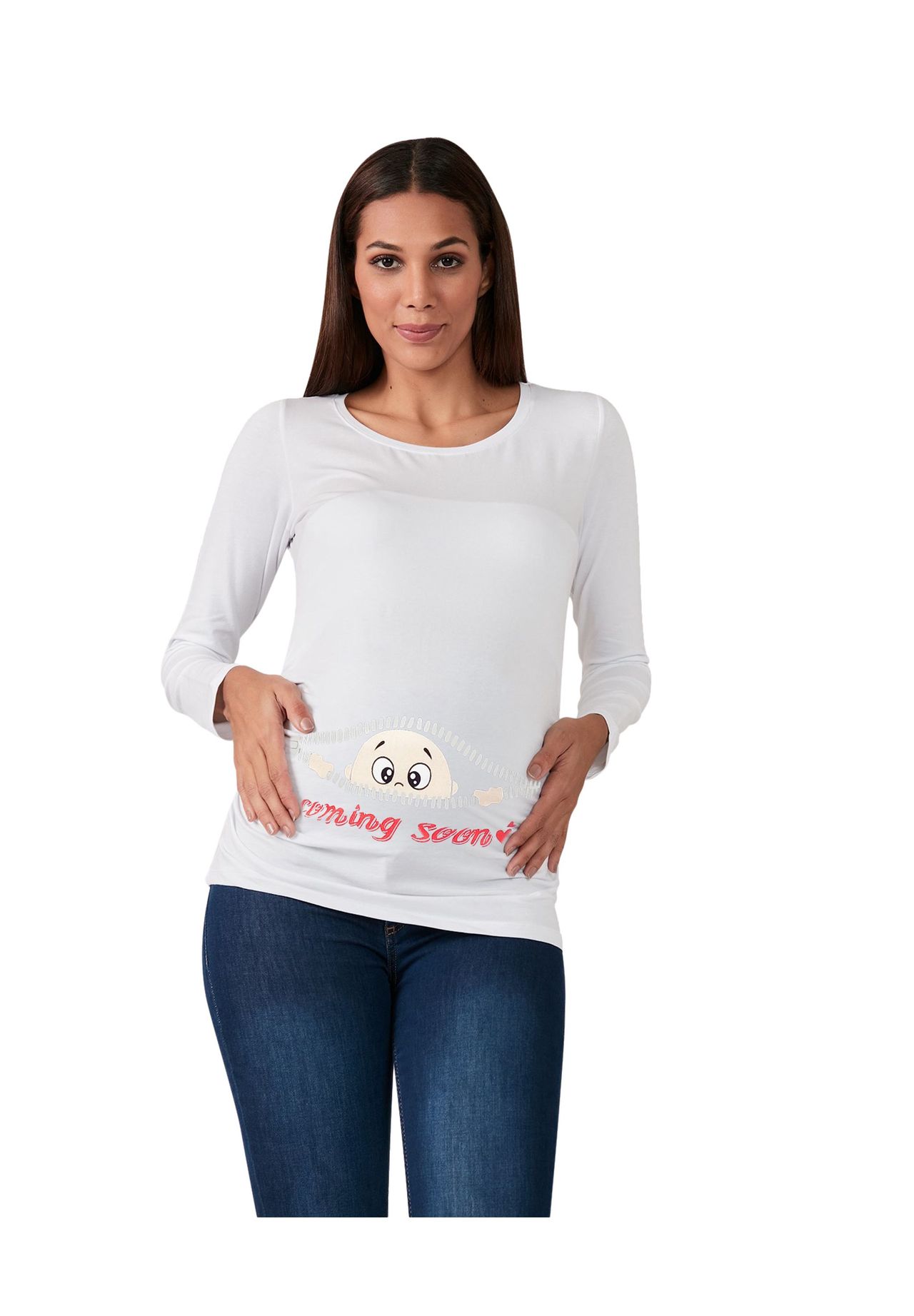 Рубашка с длинными рукавами и мотивом Comingскоро для беременных M.M.C., белый
Рубашка с длинными рукавами и мотивом Comingскоро для беременных M.M.C., белый