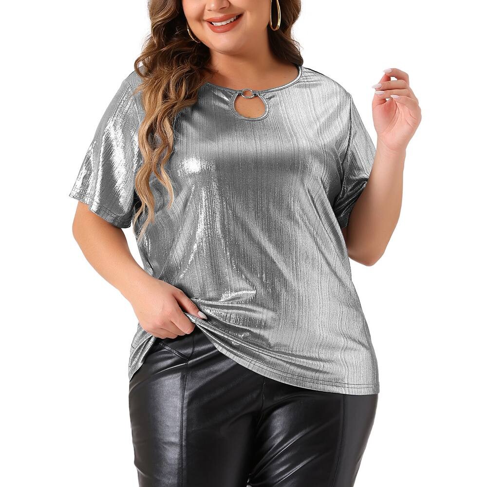Топ больших размеров для женщин, металлическая футболка с круглым вырезом и коротким рукавом, вечерние блузки, футболки Agnes Orinda, цвет Silver
Топ больших размеров для женщин, металлическая футболка с круглым вырезом и коротким рукавом, вечерние блузки, футболки Agnes Orinda, цвет Silver