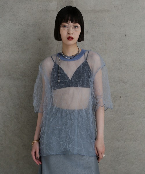 Футболка из тюля с шайбой, бренд Chignon, синий
Футболка из тюля с шайбой, бренд Chignon, синий