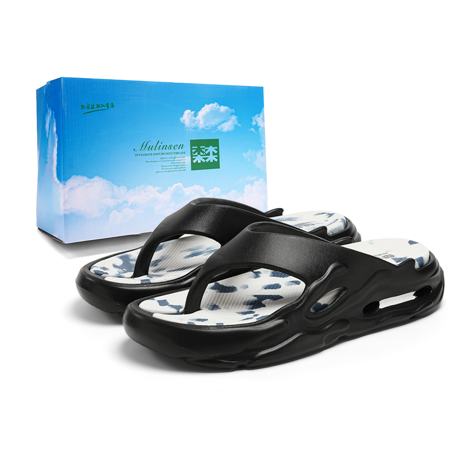 Mulinsen Мужские шлепанцы черные, цвет Black 
Mulinsen Мужские шлепанцы черные, цвет Black