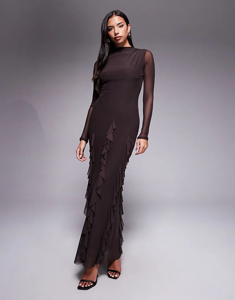 Платье макси ASOS DESIGN с длинными рукавами, юбкой-водопадом и оборками шоколадного цвета
Платье макси ASOS DESIGN с длинными рукавами, юбкой-водопадом и оборками шоколадного цвета