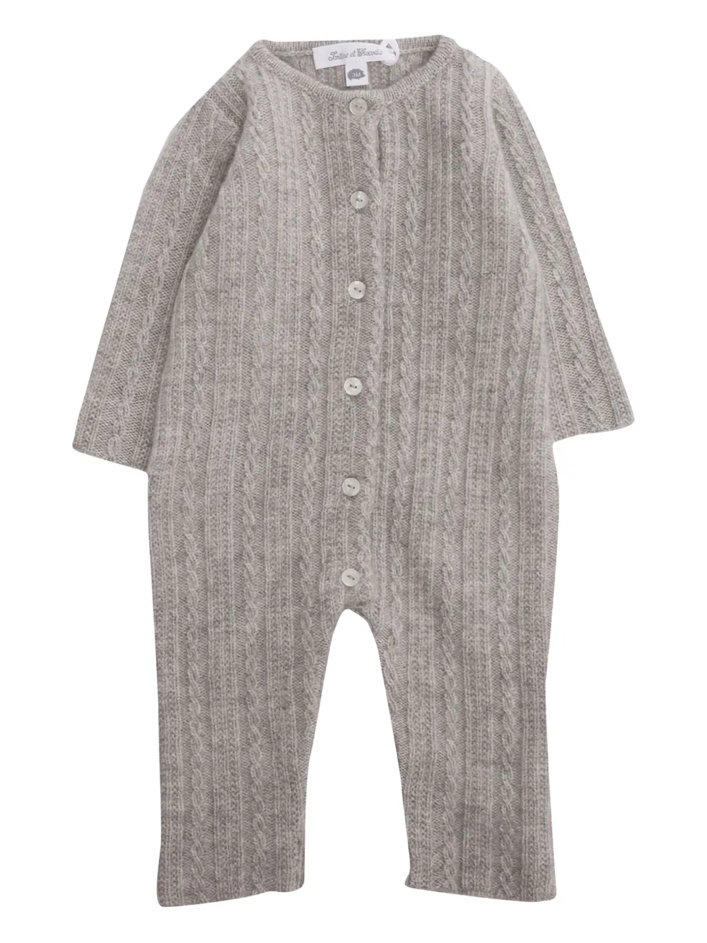 Комбинезон с пуговицами из косой вязки Tartine Et Chocolat, серый 
Комбинезон с пуговицами из косой вязки Tartine Et Chocolat, серый