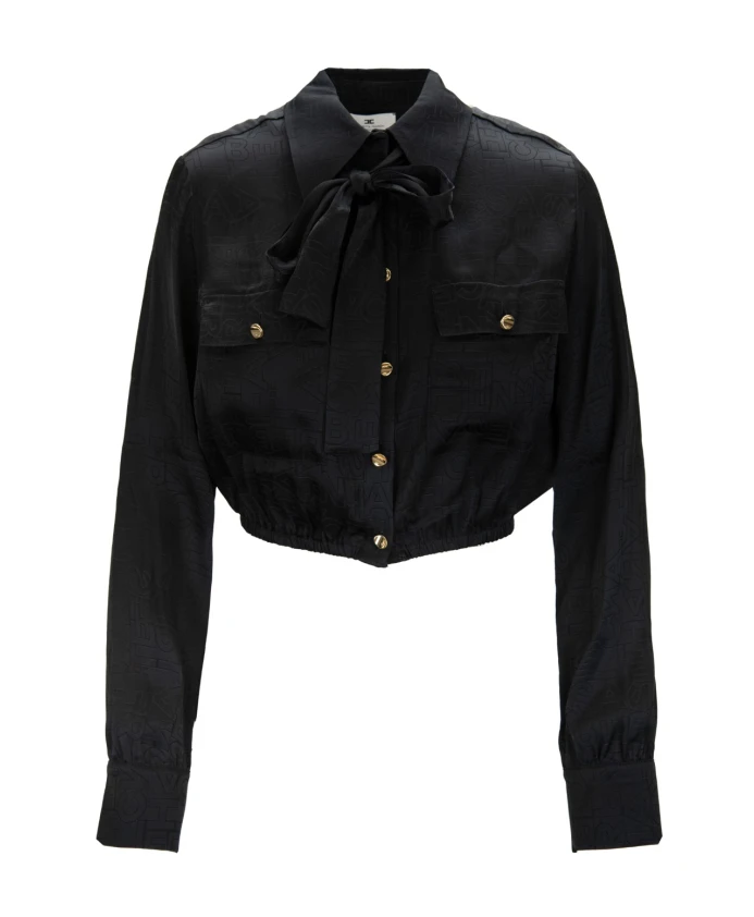 Укороченная блузка золотистого цвета с шарфом Elisabetta Franchi, черный
Укороченная блузка золотистого цвета с шарфом Elisabetta Franchi, черный