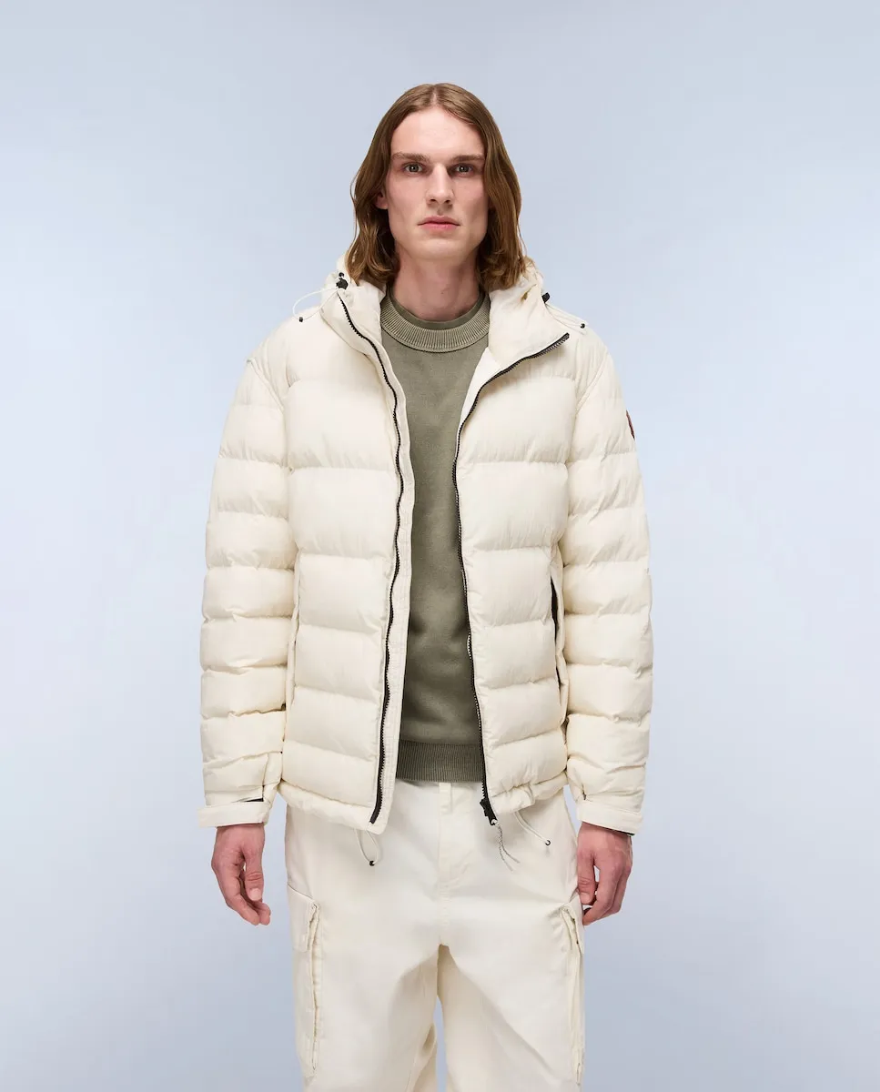 Мужской пуховик с капюшоном белого цвета слоновой кости Napapijri
Мужской пуховик с капюшоном белого цвета слоновой кости Napapijri