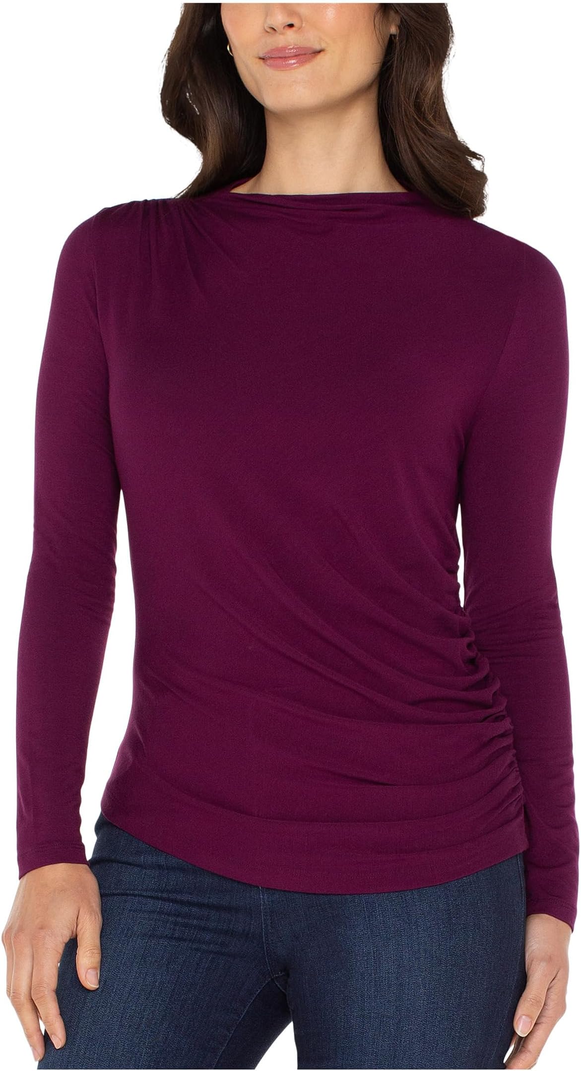 Женский миниатюрный трикотажный топ с длинными рукавами и воротником-стойкой, с присборкой Liverpool Los Angeles, Wine Berry
Женский миниатюрный трикотажный топ с длинными рукавами и воротником-стойкой, с присборкой Liverpool Los Angeles, Wine Berry