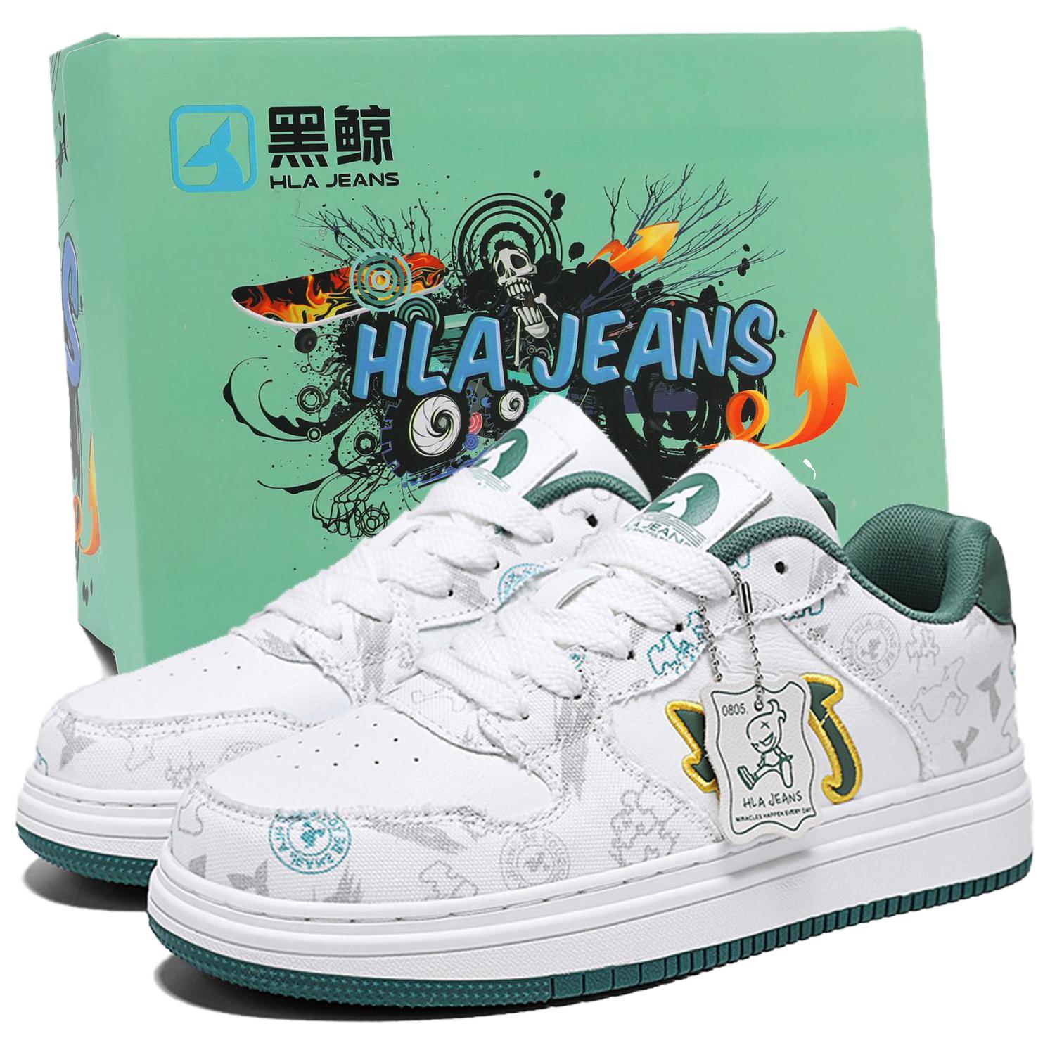 HLA JEANS Износостойкие, легкие, дышащие и нескользящие стильные скейтбордические кроссовки унисекс бело-зеленые (в коробке), цвет White Green (Box)
HLA JEANS Износостойкие, легкие, дышащие и нескользящие стильные скейтбордические кроссовки унисекс бело-зеленые (в коробке), цвет White Green (Box)