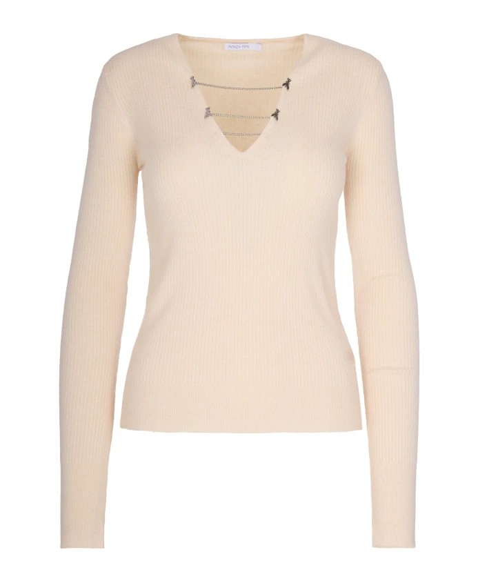 Классический приталенный свитер с цепочками. Patrizia Pepe, белый
Классический приталенный свитер с цепочками. Patrizia Pepe, белый