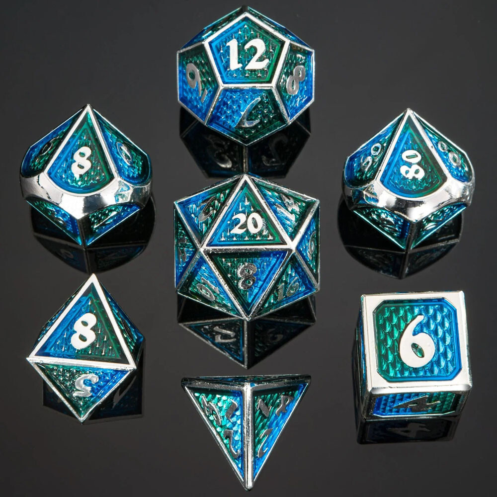Аксессуары Hymgho Premium Gaming Metal Behemoth Dice Set: Green & Blue w/ Silver (7)
Аксессуары Hymgho Premium Gaming Metal Behemoth Dice Set: Green & Blue w/ Silver (7)