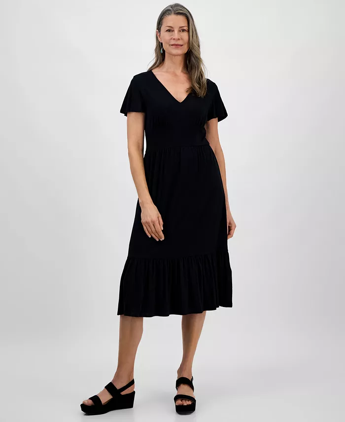 Женское платье миди с принтом и расклешенными рукавами Style & Co, черный
Женское платье миди с принтом и расклешенными рукавами Style & Co, черный