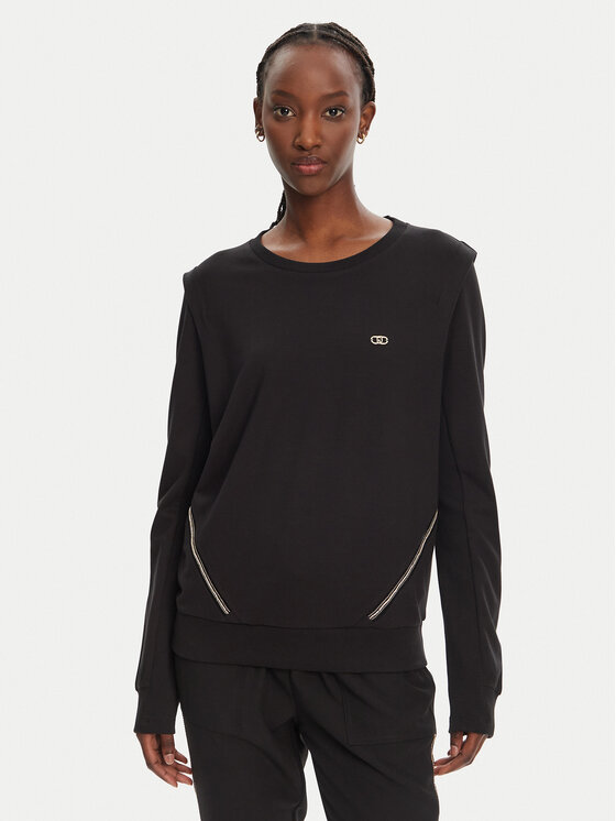 Свободный крой толстовки TA5039 JS182 Liu Jo Sport, черный 
Свободный крой толстовки TA5039 JS182 Liu Jo Sport, черный