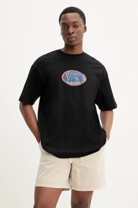 Хлопковая футболка Vans, черный
Хлопковая футболка Vans, черный