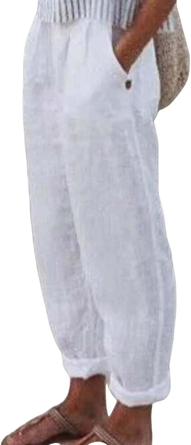 Женские хлопковые льняные брюки Casual с высокой талией и карманами JOAU
Женские хлопковые льняные брюки Casual с высокой талией и карманами JOAU