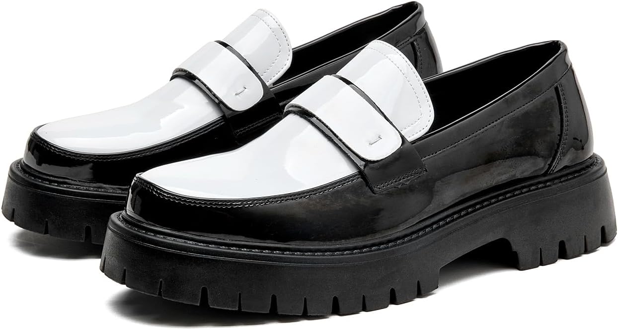 Мужские лоферы на платформе из лакированной кожи с круглыми носками, без шнуровки, с подошвой типа «lug», модные туфли для деловой работы и ежедневной носки Ryvz Tynx, белый
Мужские лоферы на платформе из лакированной кожи с круглыми носками, без шнуровки, с подошвой типа «lug», модные туфли для деловой работы и ежедневной носки Ryvz Tynx, белый