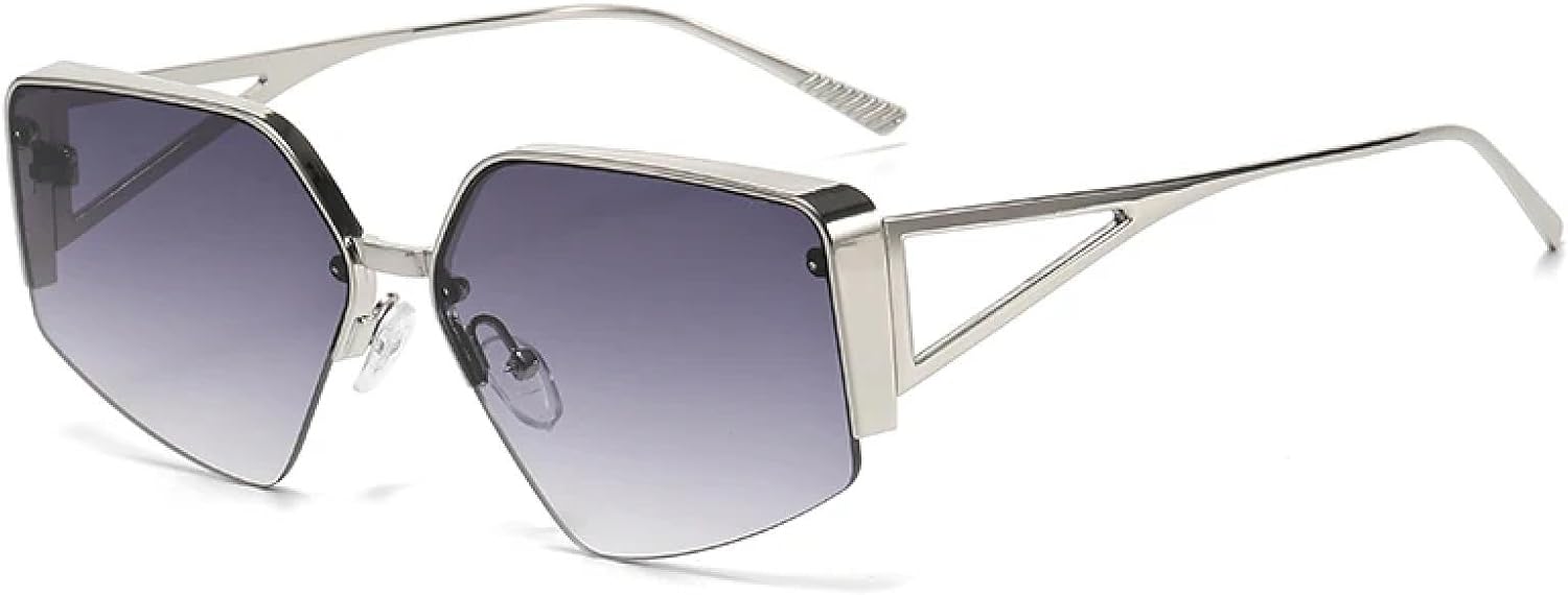 Высококачественные солнцезащитные очки в полуободковой оправе для женщин, модный тренд, многоугольная большая оправа, солнцезащитные очки TVTBBVV, Silver Gradient Grey
Высококачественные солнцезащитные очки в полуободковой оправе для женщин, модный тренд, многоугольная большая оправа, солнцезащитные очки TVTBBVV, Silver Gradient Grey