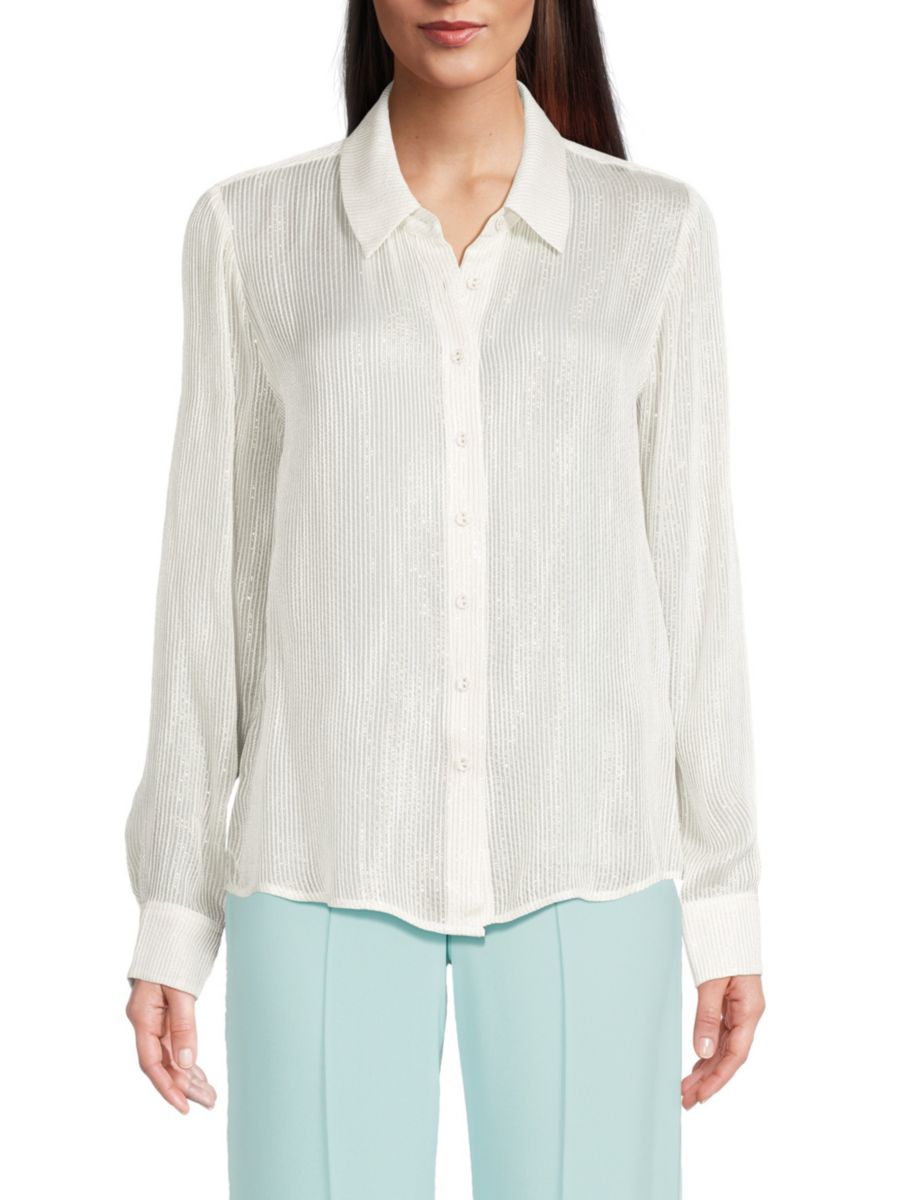 Рубашка Yeal в полоску из смесового шелка Cami NYC, белый
Рубашка Yeal в полоску из смесового шелка Cami NYC, белый