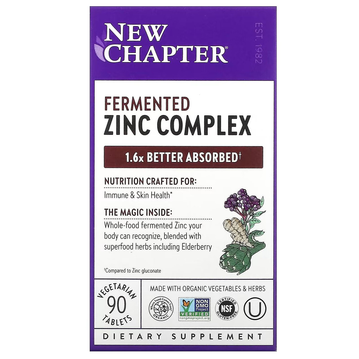 Ферментированный цинковый комплекс, 90 вегетарианских таблеток New Chapter
Ферментированный цинковый комплекс, 90 вегетарианских таблеток New Chapter