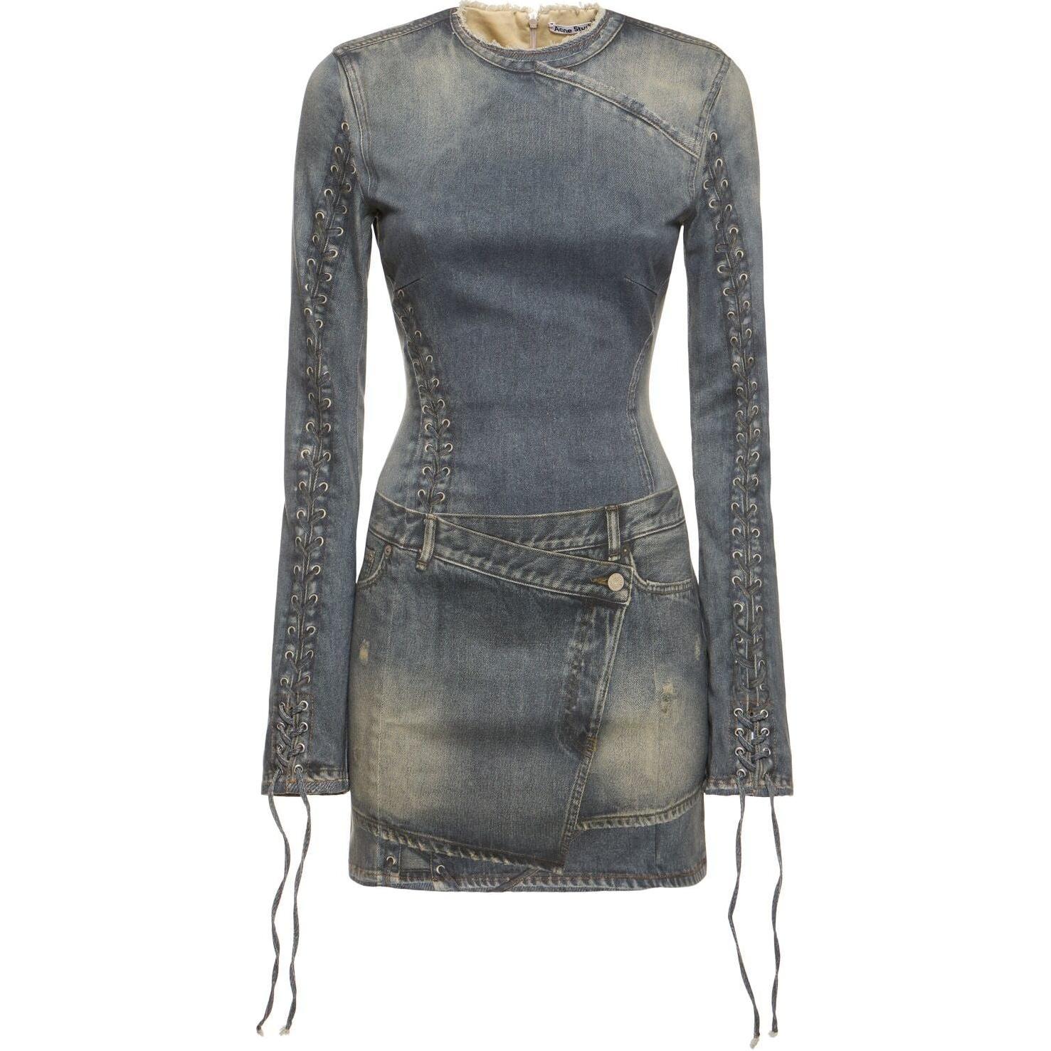 Джинсовое мини-платье с кружевными рукавами Acne Studios, синий
Джинсовое мини-платье с кружевными рукавами Acne Studios, синий