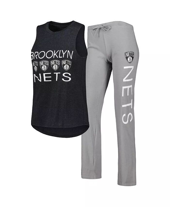 Женский комплект для сна из майки и брюк Brooklyn Nets Team серого и черного цвета Concepts Sport
Женский комплект для сна из майки и брюк Brooklyn Nets Team серого и черного цвета Concepts Sport
