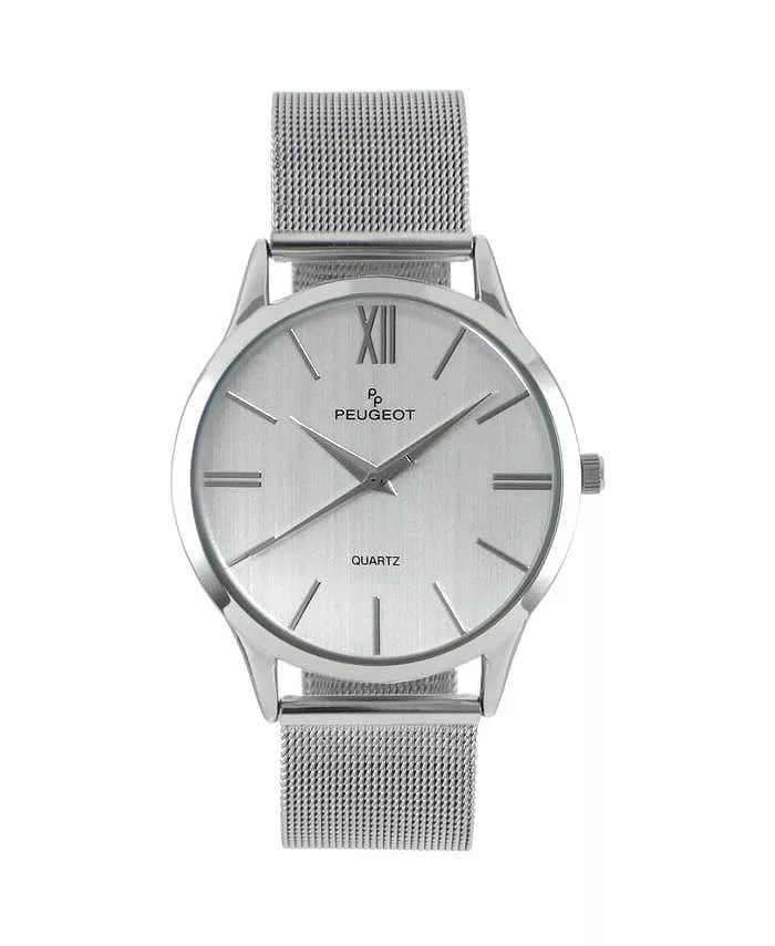 Мужские часы 40 мм с серебристым циферблатом в тонком корпусе из нержавеющей стали на стальном браслете-сетке Peugeot
Мужские часы 40 мм с серебристым циферблатом в тонком корпусе из нержавеющей стали на стальном браслете-сетке Peugeot