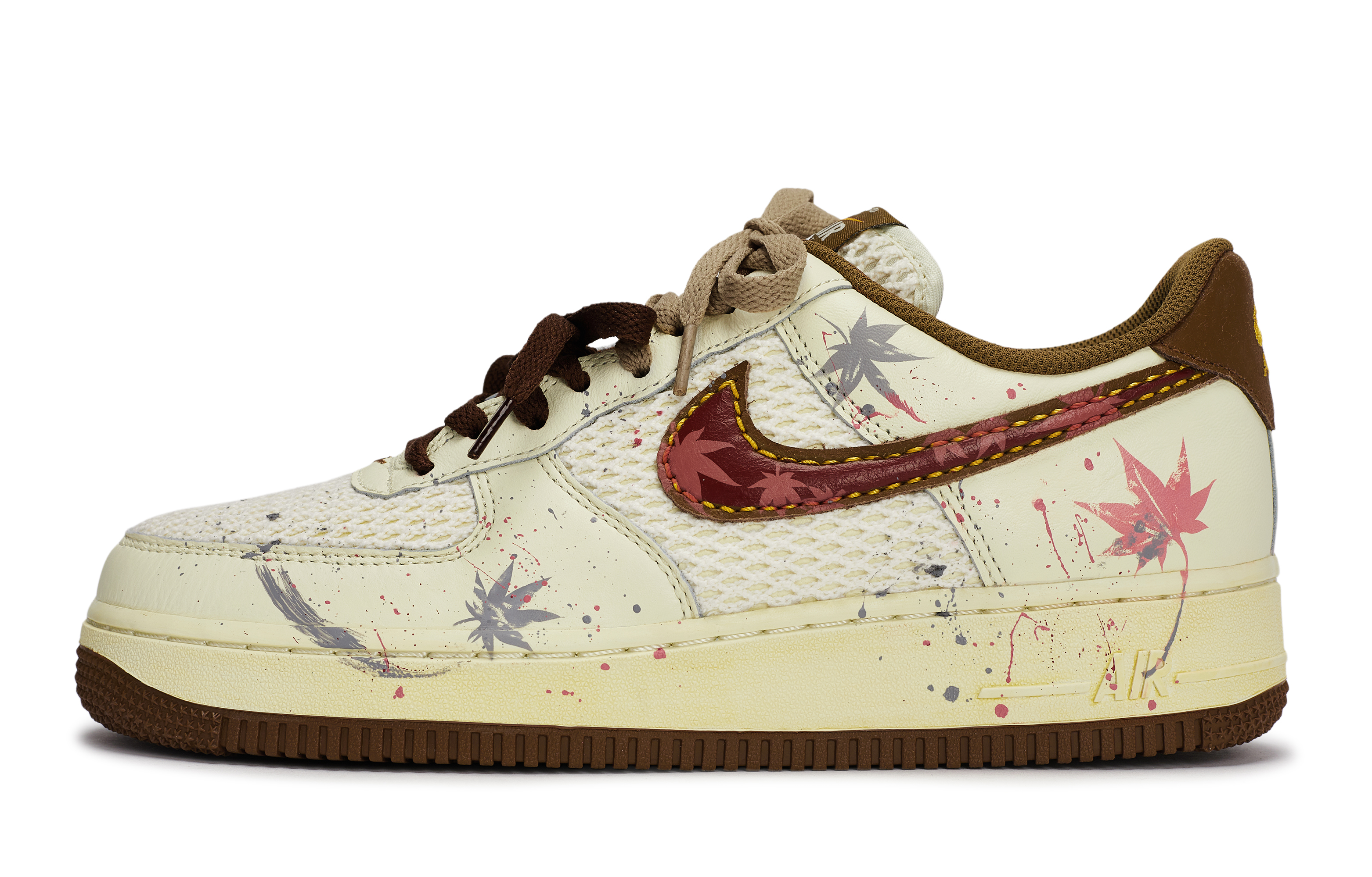 Nike Кроссовки Air Force 1 Yituyaa, One Leaf Spring Fall, износостойкие, низкие, для скейтбординга, мужские, бежевые, серые, красные 
Nike Кроссовки Air Force 1 Yituyaa, One Leaf Spring Fall, износостойкие, низкие, для скейтбординга, мужские, бежевые, серые, красные