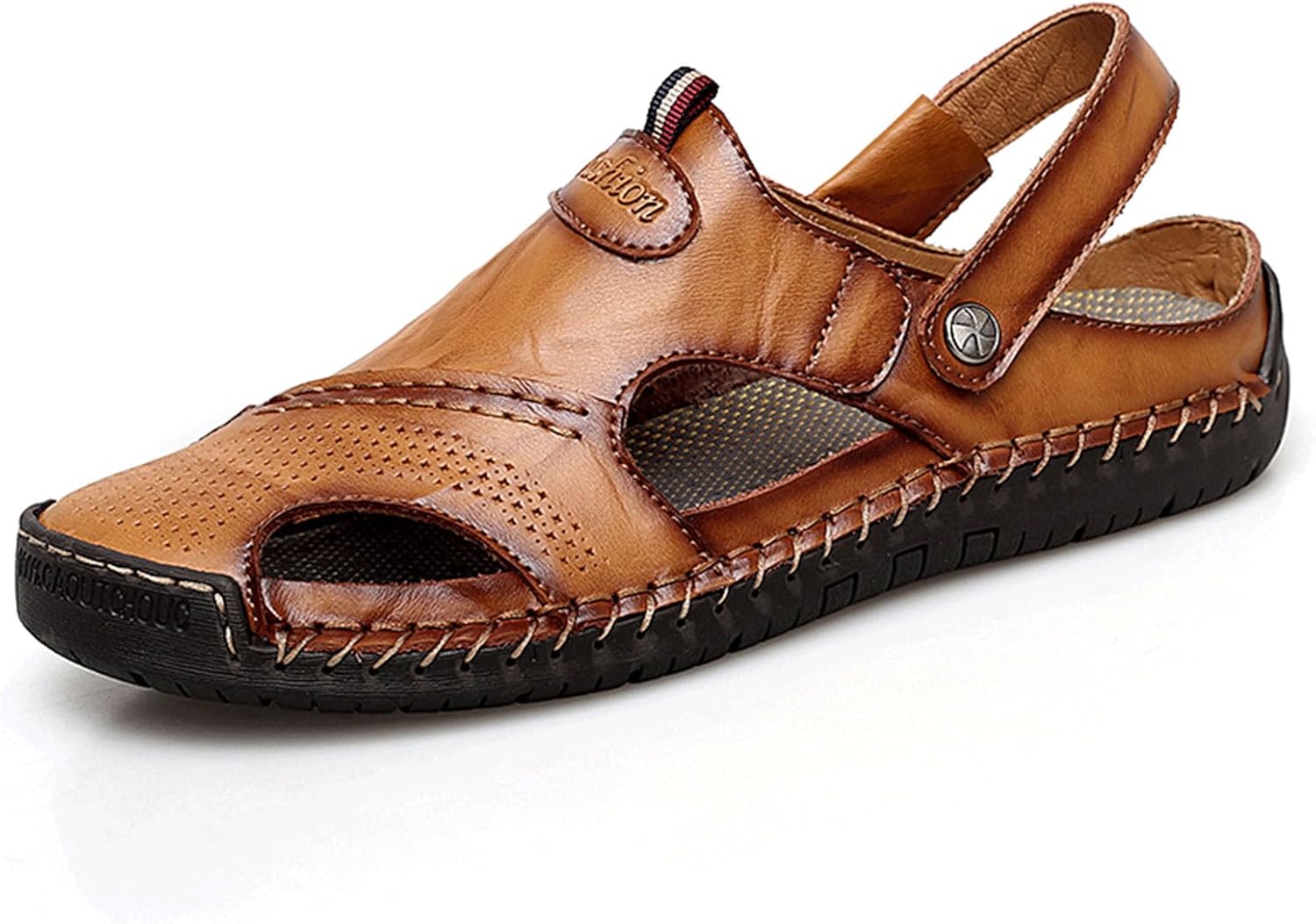 Мужские сандалии VOCECO с закрытым носком, кожаные, ручная строчка, наружные, с регулируемым ремешком на пятке, шлепки, пляжные сандалии для рыбака, светло-коричневый
Мужские сандалии VOCECO с закрытым носком, кожаные, ручная строчка, наружные, с регулируемым ремешком на пятке, шлепки, пляжные сандалии для рыбака, светло-коричневый
