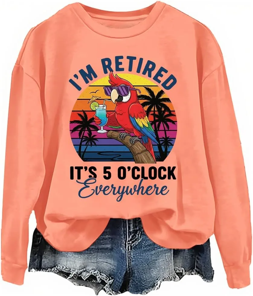 Толстовка с принтом "I'm Retired It's 5 O'clock Everywhere" и попугаем NACJOM
Толстовка с принтом "I'm Retired It's 5 O'clock Everywhere" и попугаем NACJOM