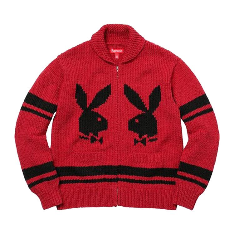 Свитер Supreme x Playboy Shawl Collar Full Zip Sweater 'Red'
Свитер Supreme x Playboy Shawl Collar Full Zip Sweater 'Red'