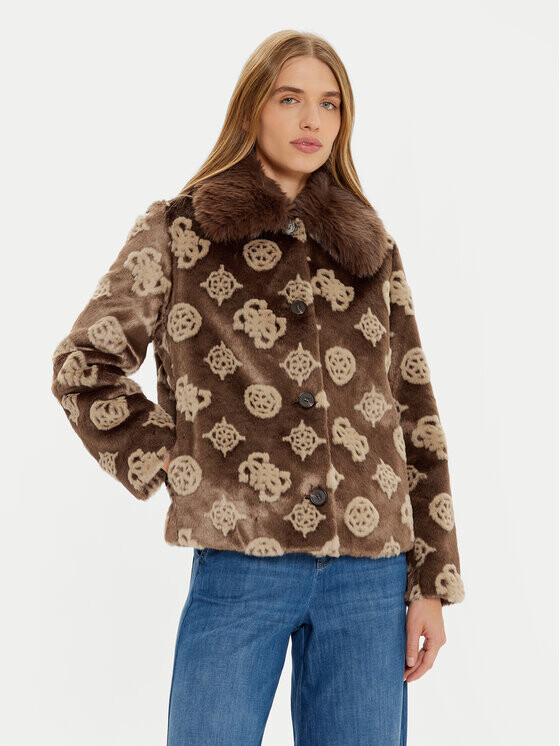 Шуба стандартного кроя Guess, коричневый 
Шуба стандартного кроя Guess, коричневый