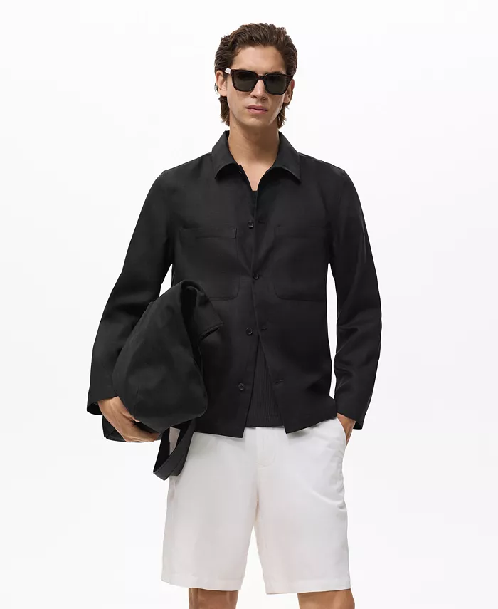 Мужская куртка с карманами из льняной смеси Mango, черный
Мужская куртка с карманами из льняной смеси Mango, черный