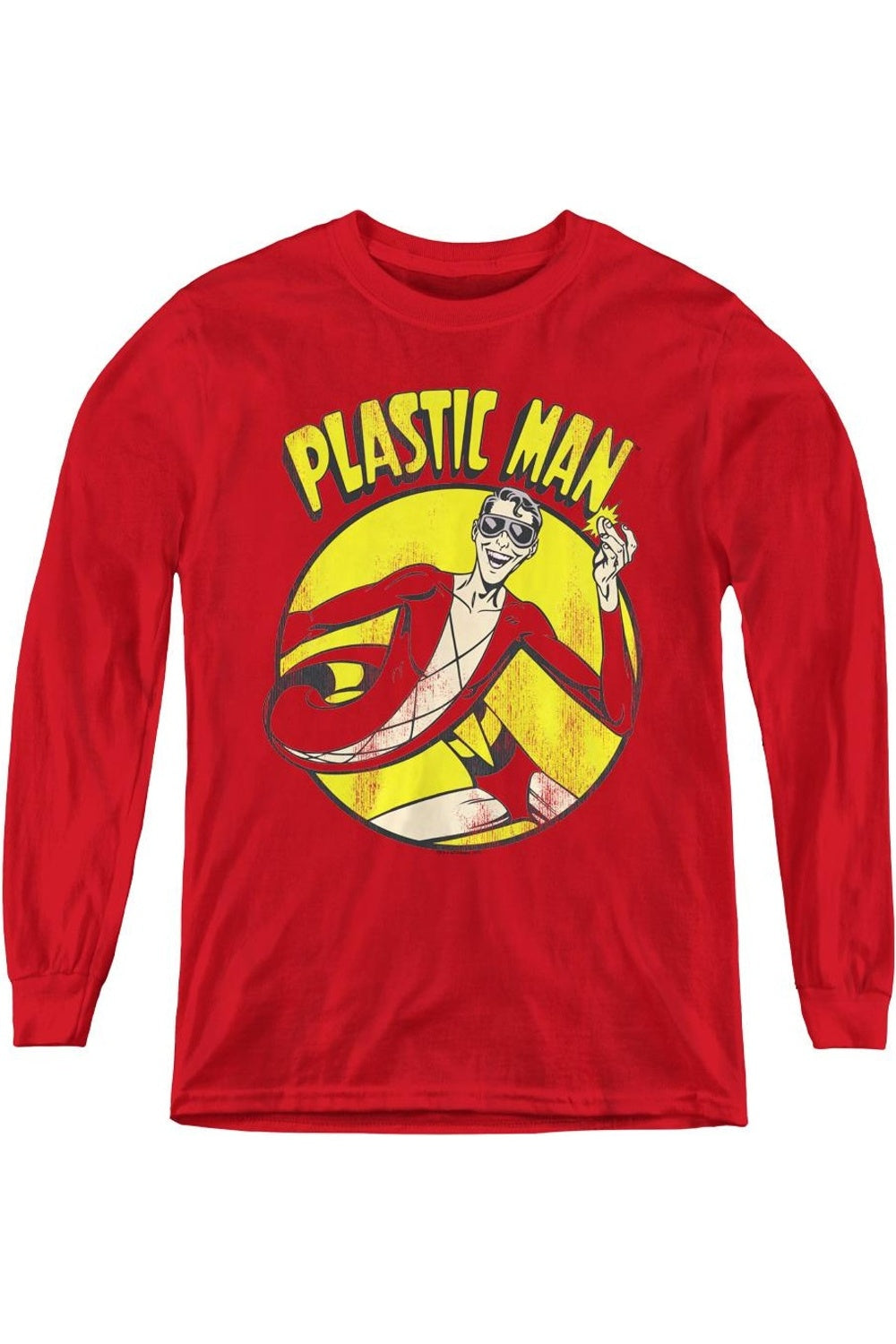 Футболка с длинным рукавом Plastic Man для детей DC Comics Gildan, красный
Футболка с длинным рукавом Plastic Man для детей DC Comics Gildan, красный