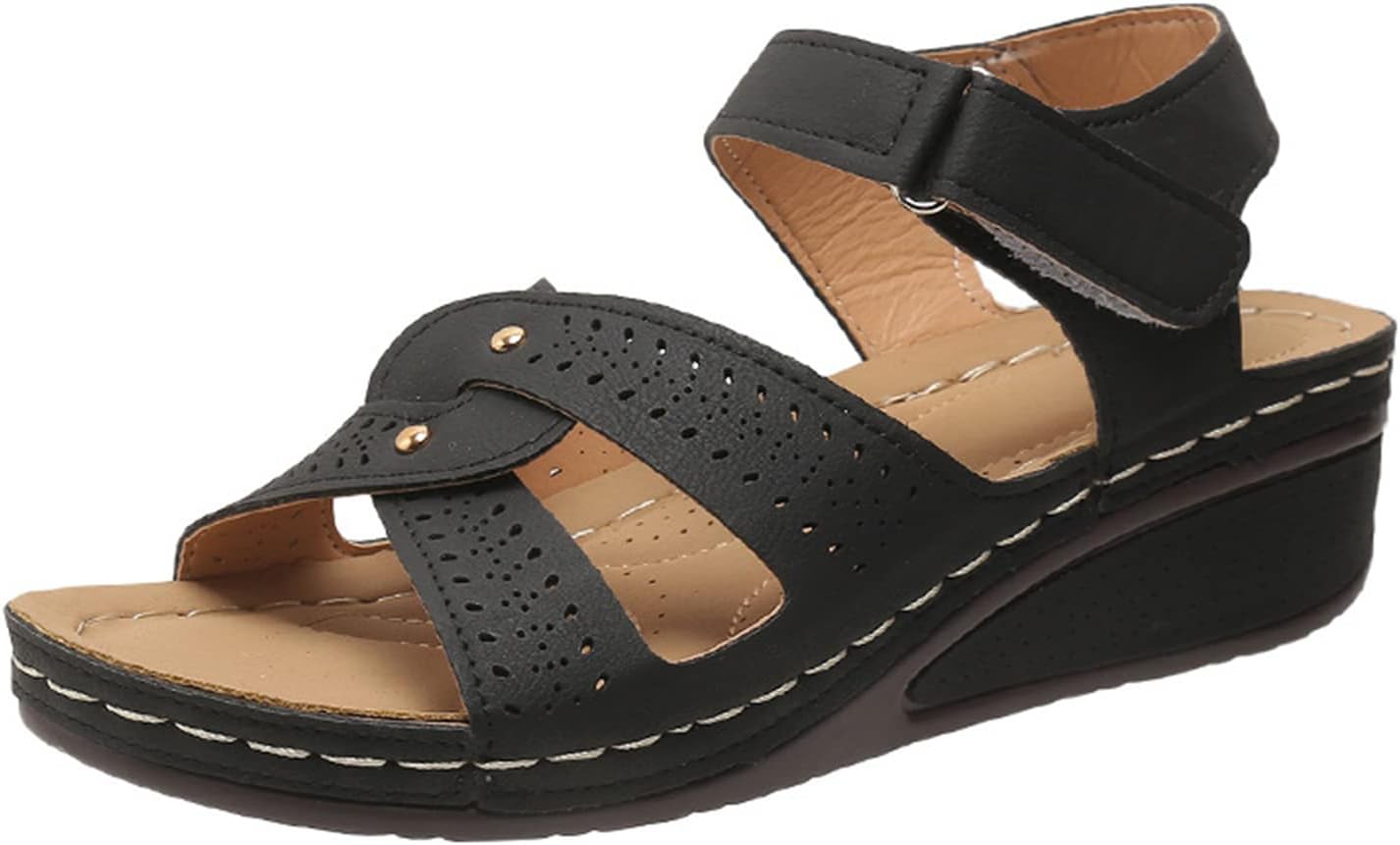 Женские летние сандалии на танкетке, удобные, с открытым носком, элегантные сандалии на платформе, с пряжкой на щиколотке, шлепанцы для прогулок, с вырезами, дышащие платформенные сандалии Generic, черный
Женские летние сандалии на танкетке, удобные, с открытым носком, элегантные сандалии на платформе, с пряжкой на щиколотке, шлепанцы для прогулок, с вырезами, дышащие платформенные сандалии Generic, черный