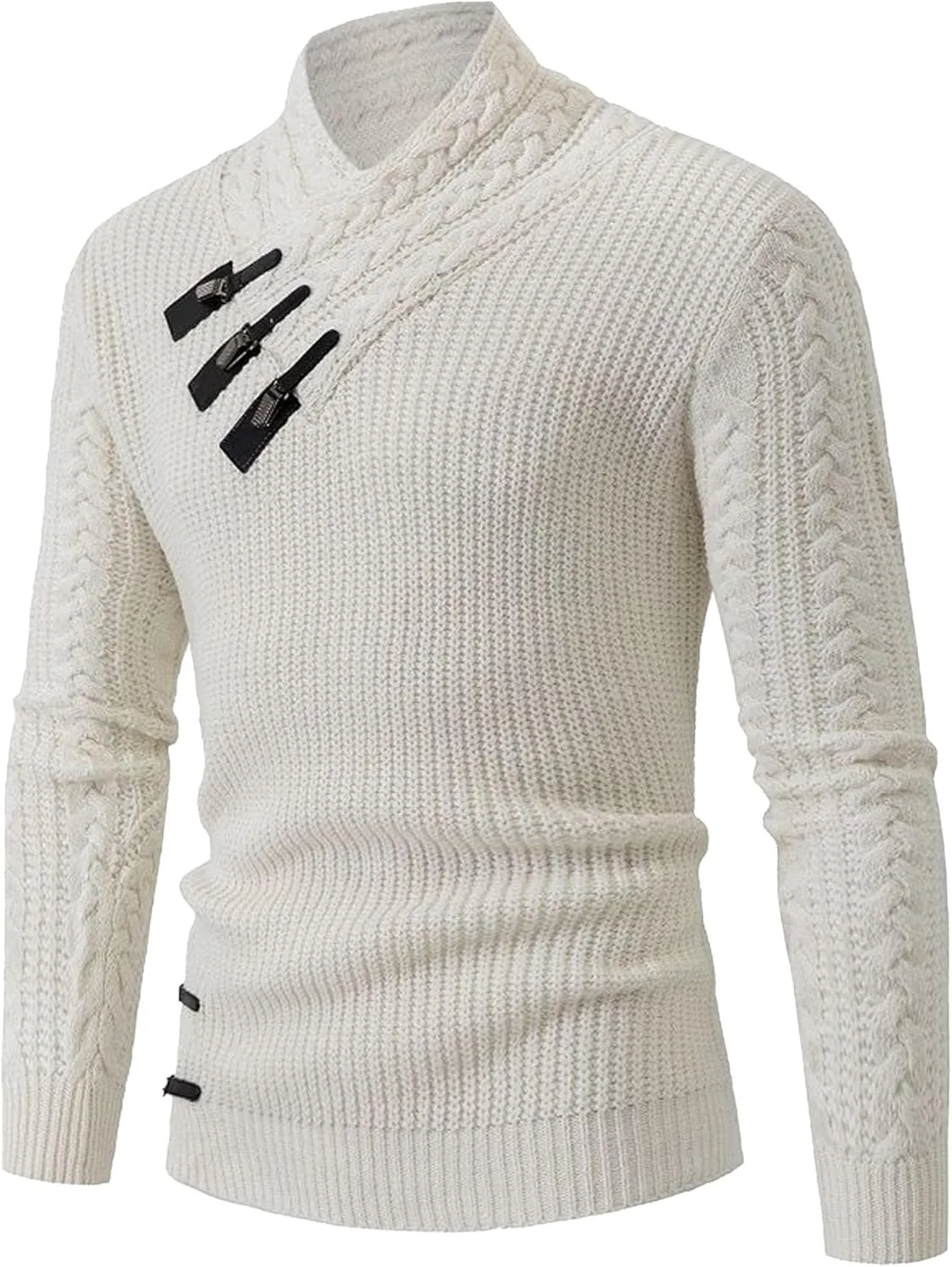 Мужской вязаный свитер с воротником-шалью
Мужской вязаный свитер с воротником-шалью