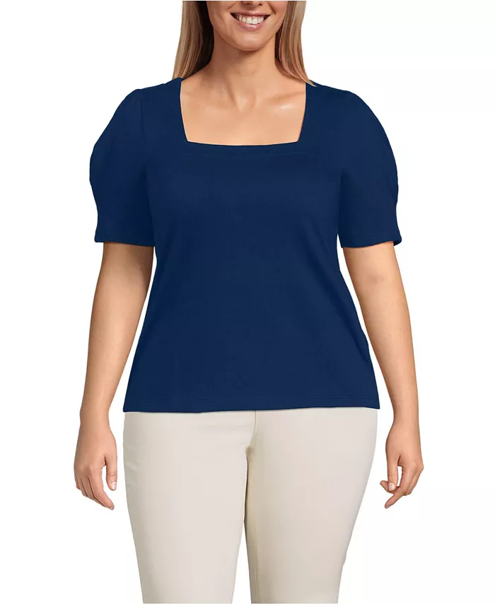 Топ с квадратным вырезом и пышными рукавами Mariner Plus Size Lands' End, синий
Топ с квадратным вырезом и пышными рукавами Mariner Plus Size Lands' End, синий