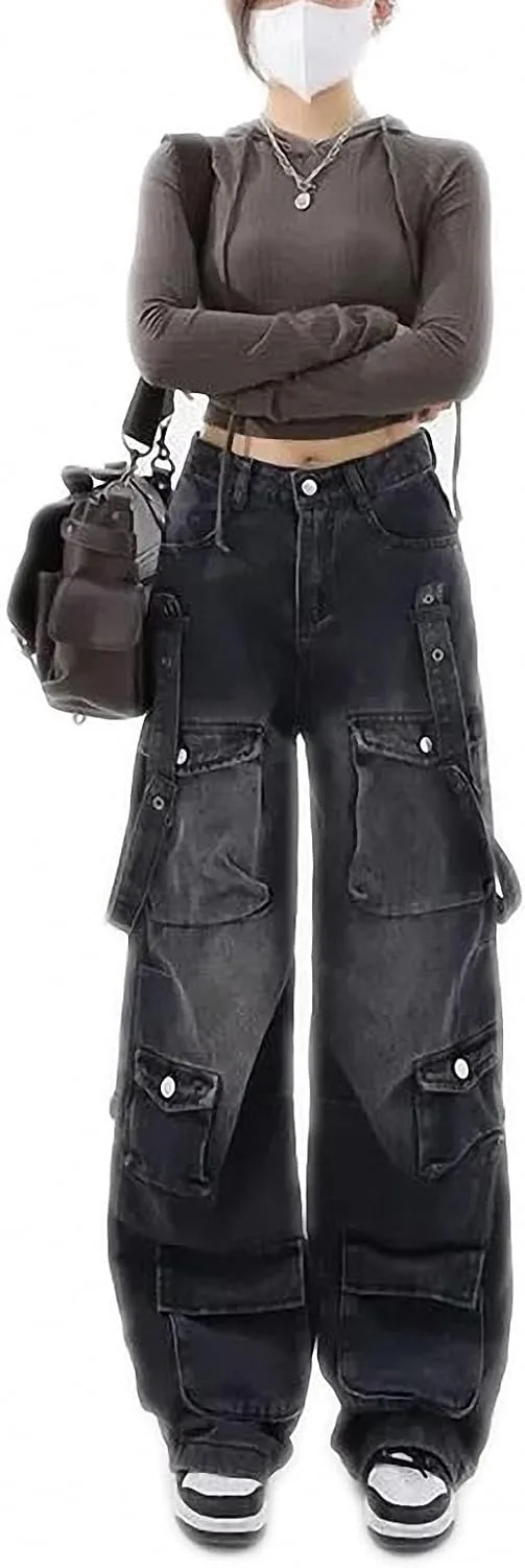 Dawery Y2K женские черные винтажные карго штаны с карманами
Dawery Y2K женские черные винтажные карго штаны с карманами