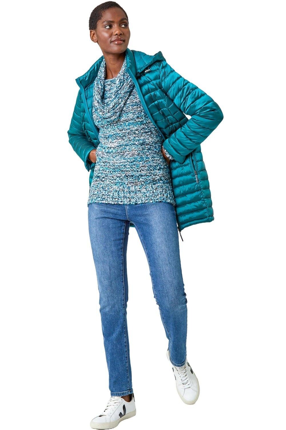 Джемпер из ленточной пряжи с воротником-хомутом Roman, синий 
Джемпер из ленточной пряжи с воротником-хомутом Roman, синий