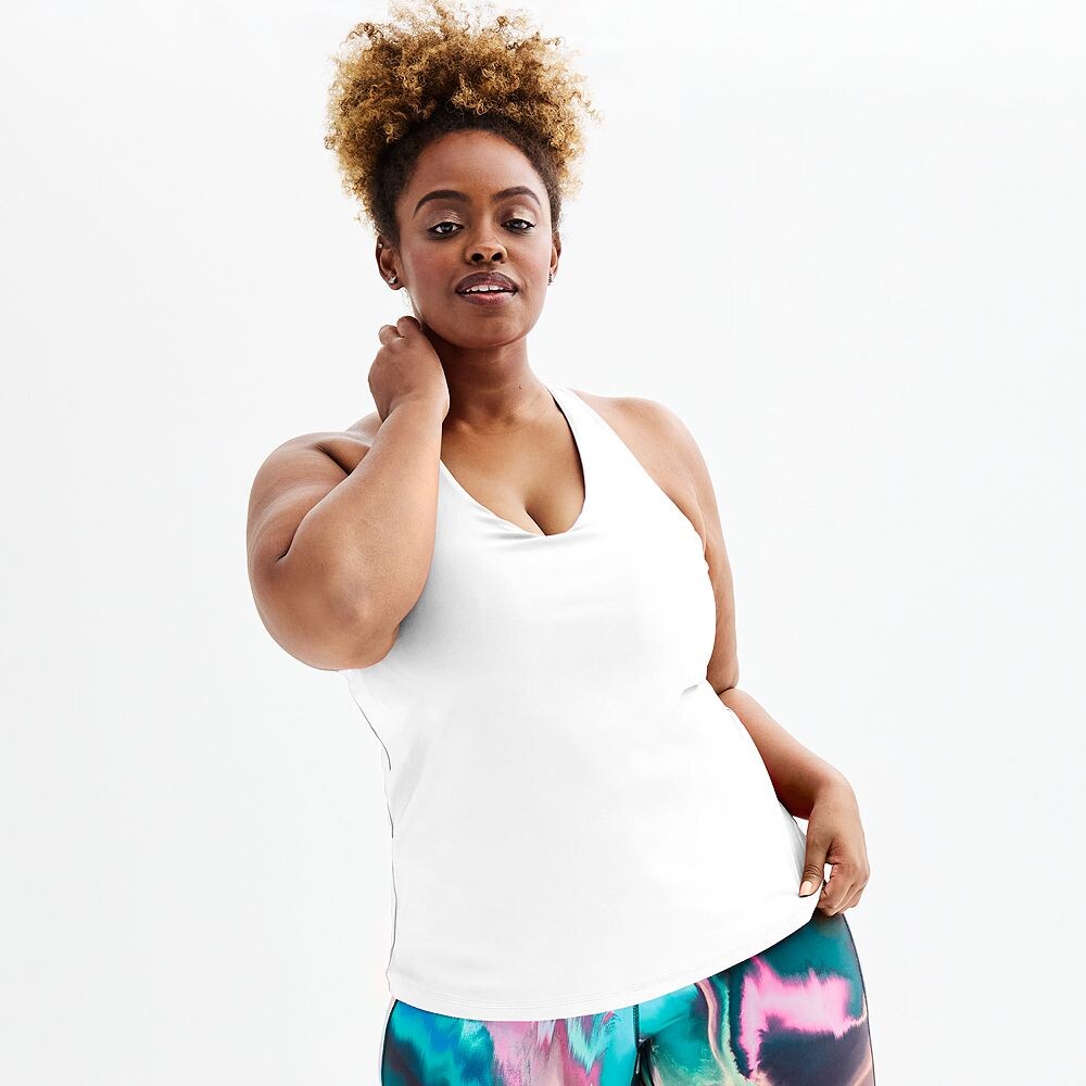 Майка больших размеров со встроенным бюстгальтером Tek Gear и открытой спиной, цвет Modern White 
Майка больших размеров со встроенным бюстгальтером Tek Gear и открытой спиной, цвет Modern White