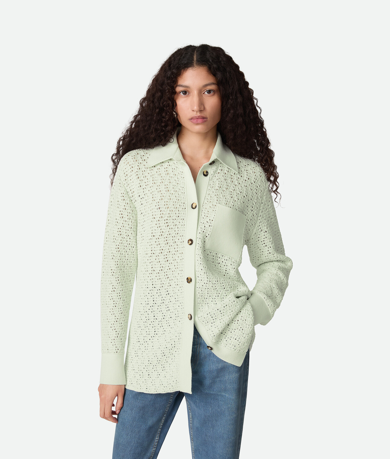 Cotton crochet knit shirt BOTTEGA VENETA, ледник
Cotton crochet knit shirt BOTTEGA VENETA, ледник